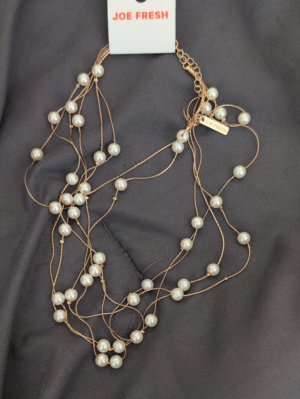 Joe Fresh Gold-Tone Multi-Strand Necklace with White Pearls - Picture 1 of 2